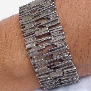 Rare & Fine 1970s German .835 Silver Brutalist Bracelet - Six Cast Links 7.75"